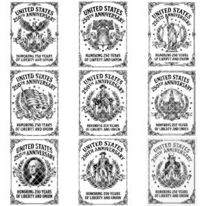 Patriotic 250th Anniversary Chopping Board Engraving Designs, USA Heritage