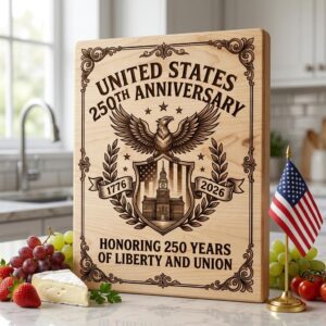 Patriotic 250th Anniversary Chopping Board Engraving Designs, USA Heritage