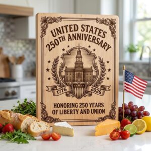 Patriotic 250th Anniversary Chopping Board Engraving Designs, USA Heritage