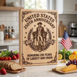 Patriotic 250th Anniversary Chopping Board Engraving Designs, USA Heritage