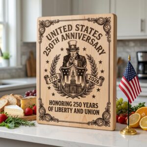 Patriotic 250th Anniversary Chopping Board Engraving Designs, USA Heritage
