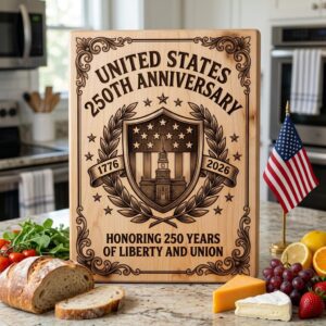 Patriotic 250th Anniversary Chopping Board Engraving Designs, USA Heritage