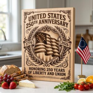 Patriotic Engraving Designs for Chopping Boards, 250th Anniversary, USA Icons