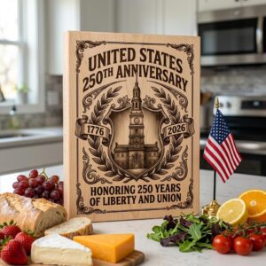 Patriotic Engraving Designs for Chopping Boards, 250th Anniversary, USA Icons