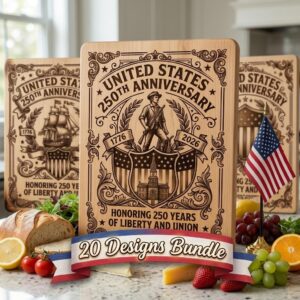 Patriotic USA 250th Anniversary Engraving Bundle, Chopping Board Designs