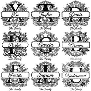 Personalized Monogram, Family Name Alphabet Engraving Design for Boards