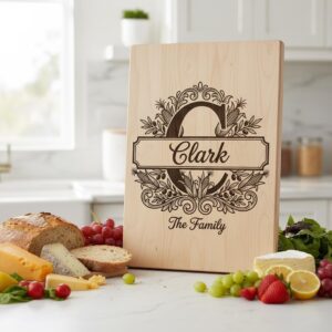 Personalized Monogram, Family Name Alphabet Engraving Design for Boards