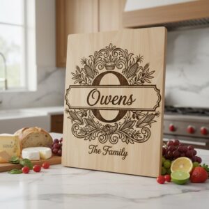 Personalized Monogram, Family Name Alphabet Engraving Design for Boards