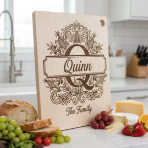 Personalized Monogram, Family Name Alphabet Engraving Design for Boards
