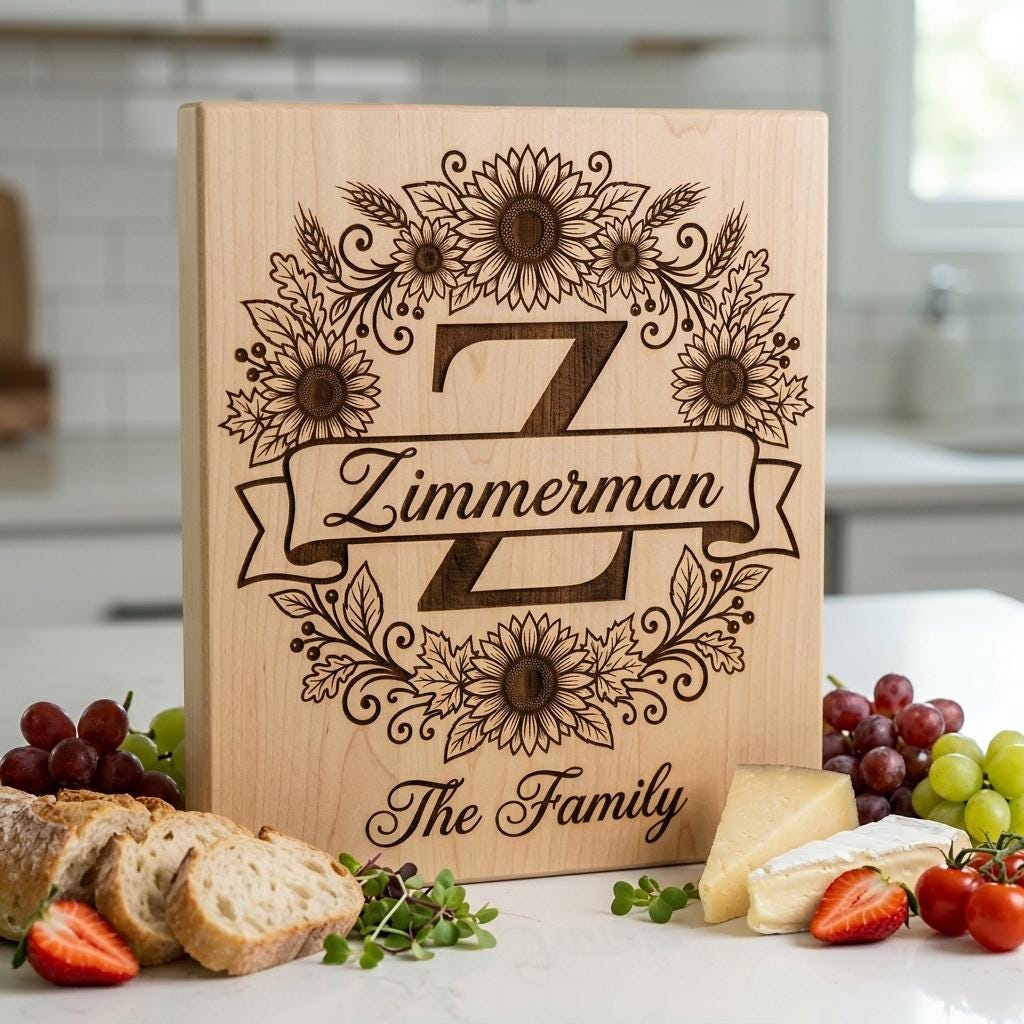 Sunflower Monogram, Farmhouse Alphabet Bundle, Family Name Engraving for Boards