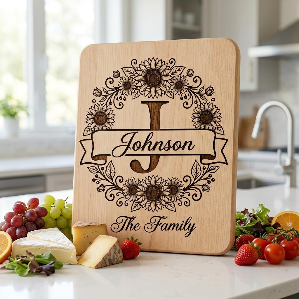 Sunflower Monogram, Farmhouse Alphabet Bundle, Family Name Engraving for Boards