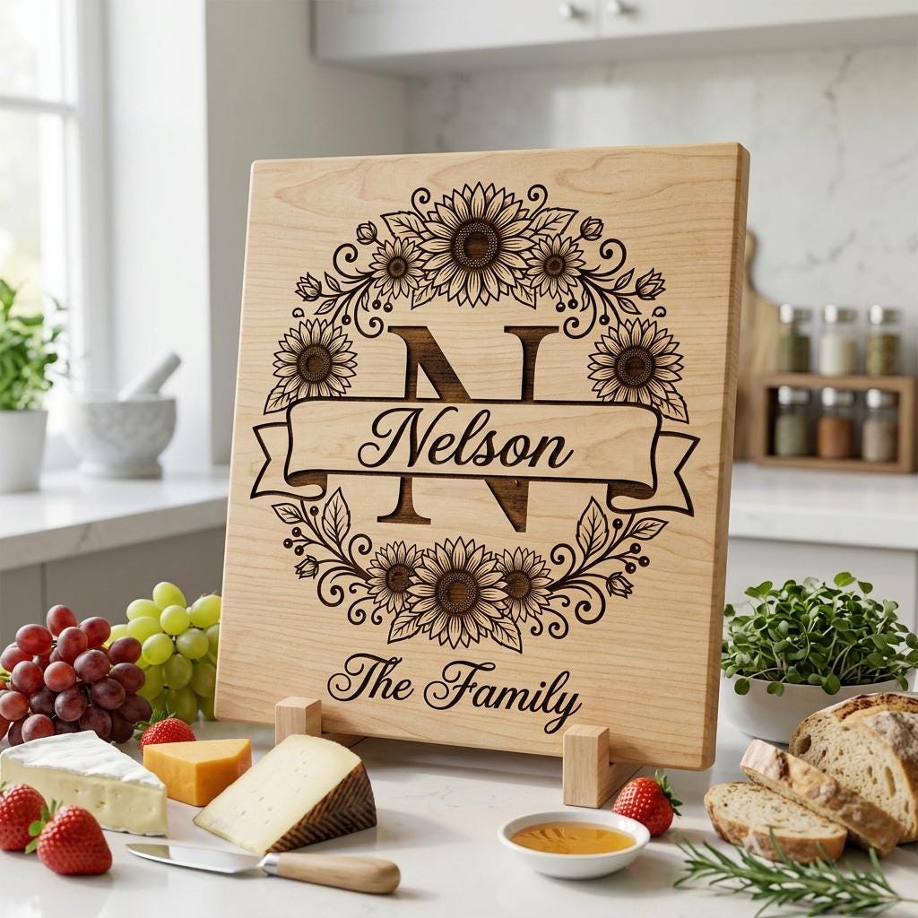 Sunflower Monogram, Farmhouse Alphabet Bundle, Family Name Engraving for Boards