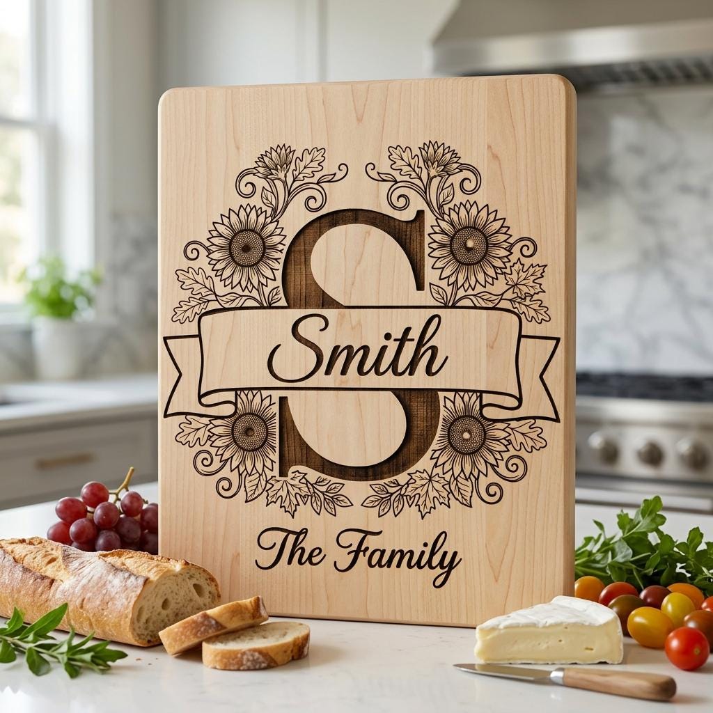 Sunflower Monogram, Farmhouse Alphabet Bundle, Family Name Engraving for Boards
