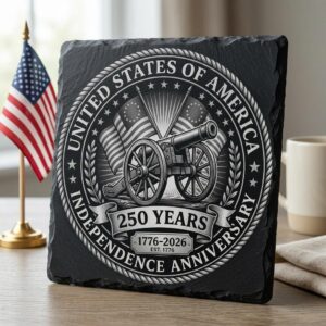 USA 250 Anniversary Engraving File, Patriotic Slate Coaster Laser PNG