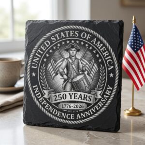 USA 250 Anniversary Engraving File, Patriotic Slate Coaster Laser PNG