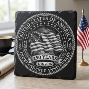 USA 250 Anniversary Engraving File, Patriotic Slate Coaster Laser PNG