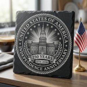 USA 250 Anniversary Engraving File, Patriotic Slate Coaster Laser PNG