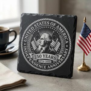 USA 250 Anniversary Engraving File, Patriotic Slate Coaster Laser PNG