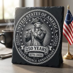 USA 250 Anniversary Engraving File, Patriotic Slate Coaster Laser PNG