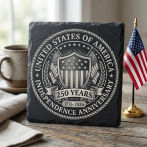 USA 250 Anniversary Engraving File, Patriotic Slate Coaster Laser PNG