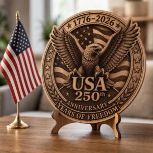 USA 250th Anniversary Laser Engraving File, 3D Illusion Patriotic Wood Sign Bundle
