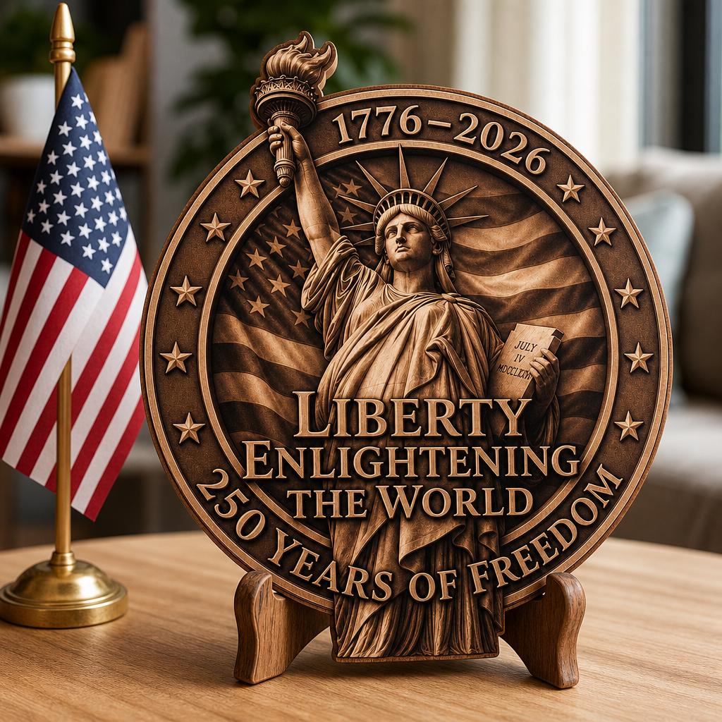 USA 250th Anniversary Laser Engraving File, 3D Illusion Patriotic Wood Sign Bundle