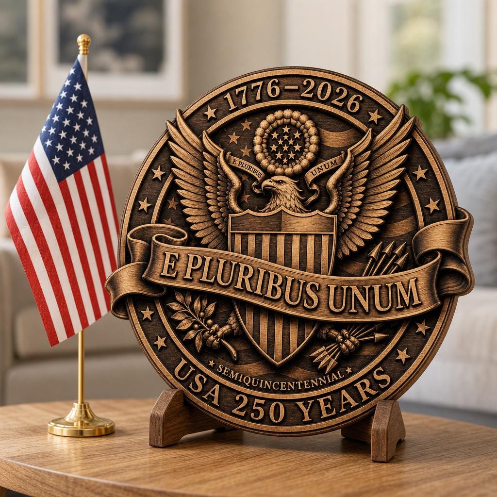 USA 250th Anniversary Laser Engraving File, 3D Illusion Patriotic Wood Sign Bundle