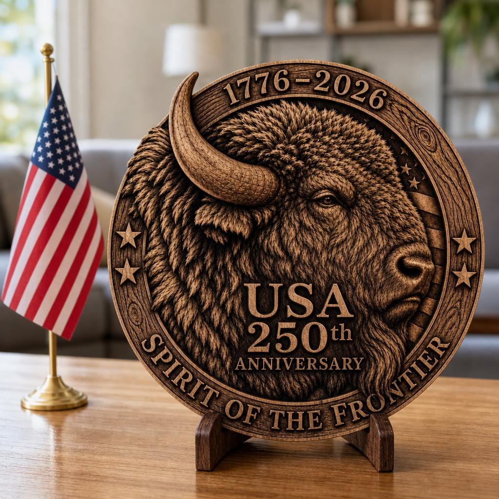 USA 250th Anniversary Laser Engraving File, 3D Illusion Patriotic Wood Sign Bundle