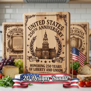 USA 250th Anniversary Patriotic Chopping Board Engraving Designs, Crest Bundle