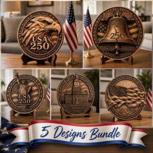 USA 250th Engraving File, 3D Illusion Laser Design, Patriotic Wood Plaque