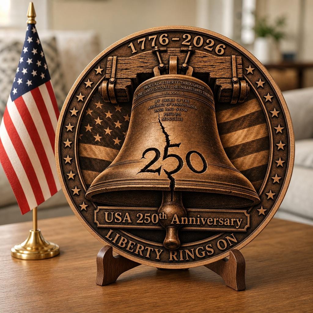 USA 250th Engraving File, 3D Illusion Laser Design, Patriotic Wood Plaque