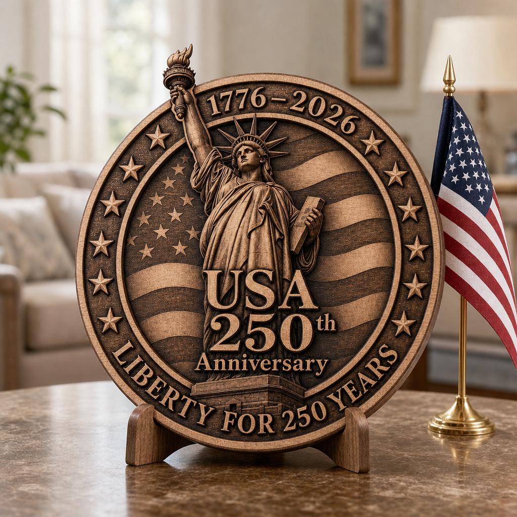 USA 250th Engraving File, 3D Illusion Laser Design, Patriotic Wood Plaque