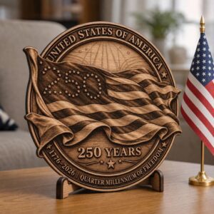 USA 250th Engraving File, 3D Illusion Laser Design, Patriotic Wood Plaque