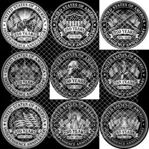 USA 250th Patriotic Engraving PNG Bundle, Vintage Designs for Slate Coasters