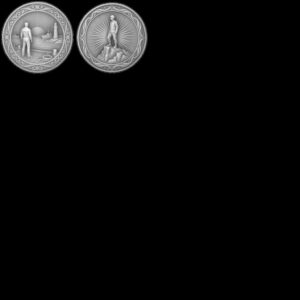3D Patriotic Eagle Coin Laser Depth Map, Veteran Medallion Relief PNG File