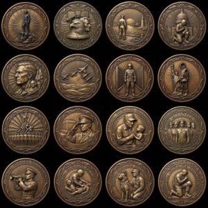 3D Patriotic Eagle Coin Laser Depth Map, Veteran Medallion Relief PNG File