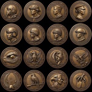 3D Patriotic Eagle Coin Laser Depth Map, Veteran Medallion Relief PNG File