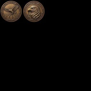 3D Patriotic Eagle Coin Laser Depth Map, Veteran Medallion Relief PNG File