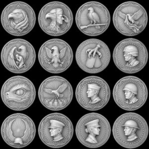 3D Patriotic Eagle Coin Laser Depth Map, Veteran Medallion Relief PNG File