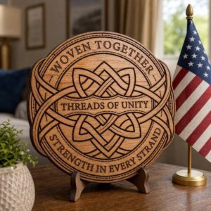 America 250 Wood Plaque Art, USA Anniversary Engraving, E Pluribus Unum Design