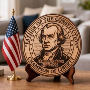 America 250th Anniversary Founding Fathers, 1776 Historic Wooden Plaque Sign
