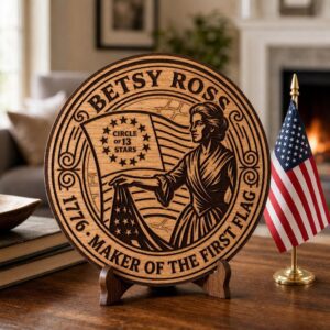 America 250th Anniversary Founding Fathers, 1776 Historic Wooden Plaque Sign
