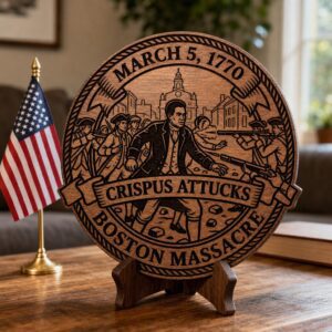 America 250th Anniversary Founding Fathers, 1776 Historic Wooden Plaque Sign