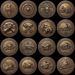 Biker Challenge Coin Laser Engraving File, Motorcycle Chopper 3D Depth Map PNG