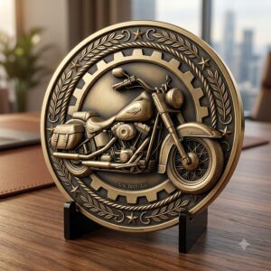 Biker Challenge Coin Laser Engraving File, Motorcycle Chopper 3D Depth Map PNG