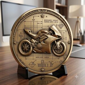Biker Challenge Coin Laser Engraving File, Motorcycle Chopper 3D Depth Map PNG