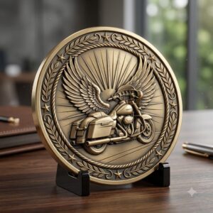 Biker Challenge Coin Laser Engraving File, Motorcycle Chopper 3D Depth Map PNG