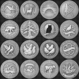 Christmas Log Cabin Coin Laser Engraving Design, Winter 3D Relief Depth Map
