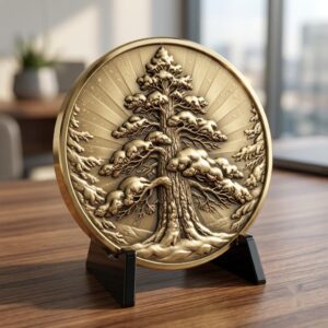 Christmas Log Cabin Coin Laser Engraving Design, Winter 3D Relief Depth Map