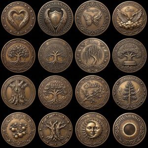 Coin Engraving Depth Map, Family Memorial 3D Relief, Animal Spirit Guide Art